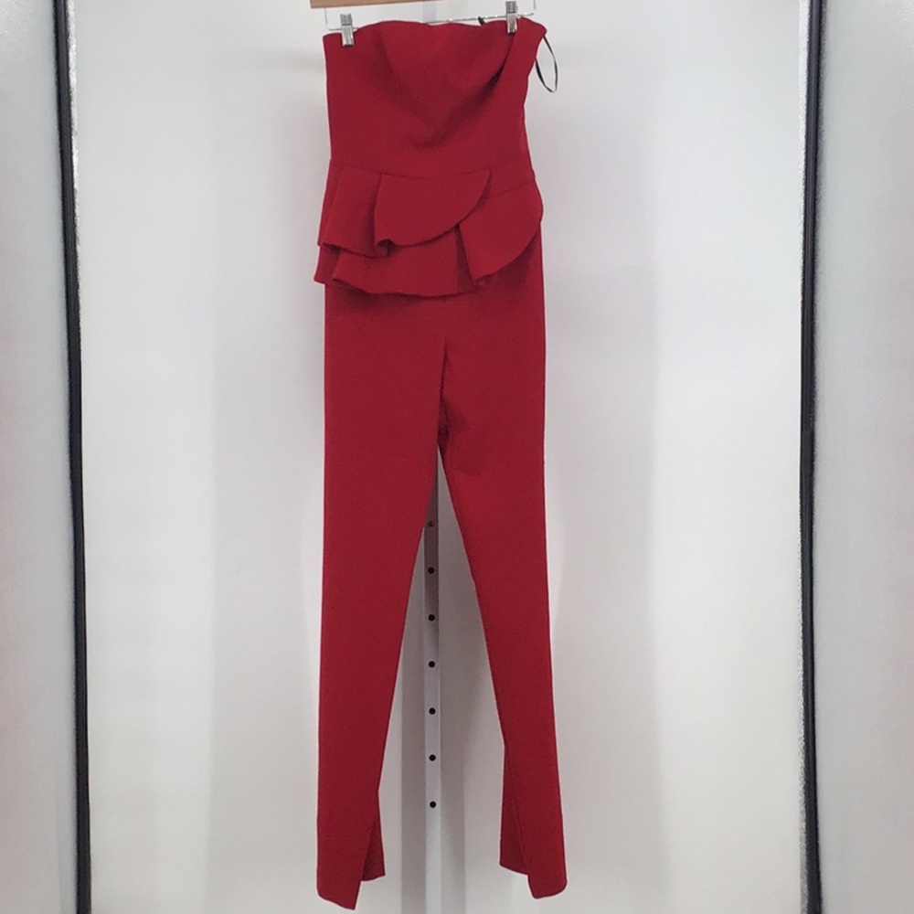 Black Halo Red Strapless Jumpsuit